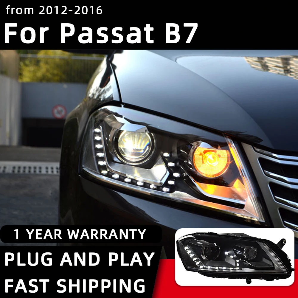 سيارة التصميم المصابيح الأمامية ل VW Passat B7 أوروبا LED العلوي 2012-2016 رئيس مصباح DRL إشارة العارض عدسة اكسسوارات السيارات