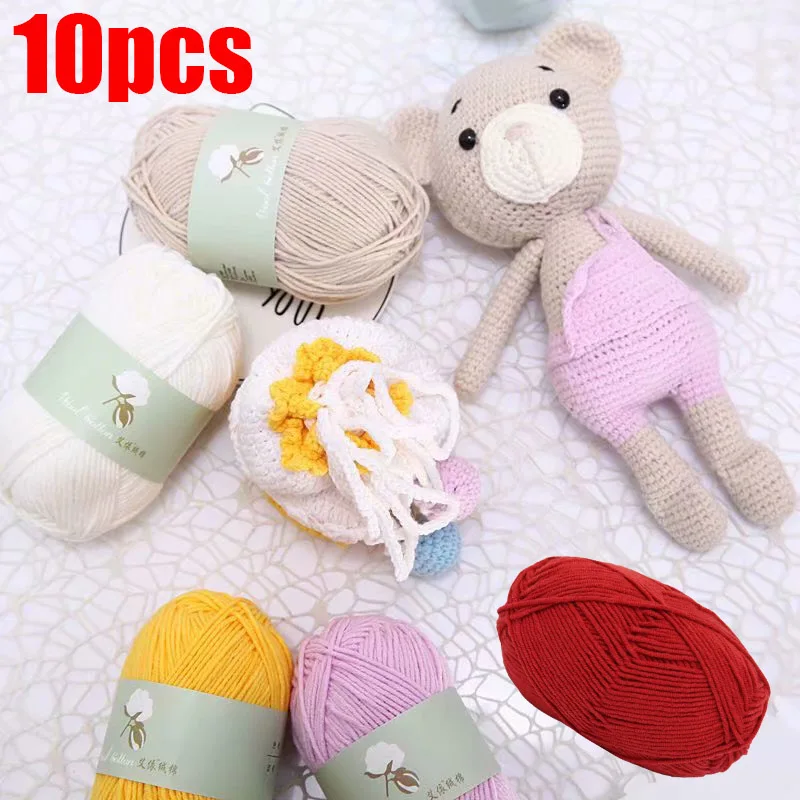

10pcs Fine Cotton Yarn for Knitting Wholesale Ring Worsted Blended Knitting Yarn Colorful Dye Yarn Crochet