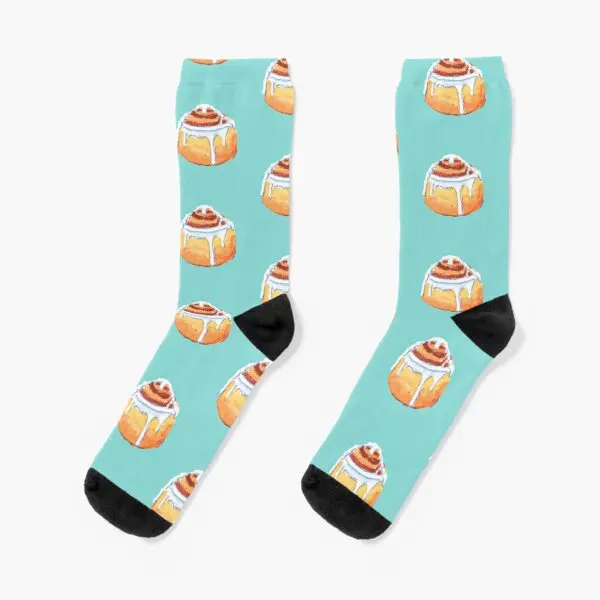 

Cinnamon Roll Crew Socks Cartoon Mens Autumn Breathable Cotton Sports Ladies Best Cute Black Short Unisex Women Girls