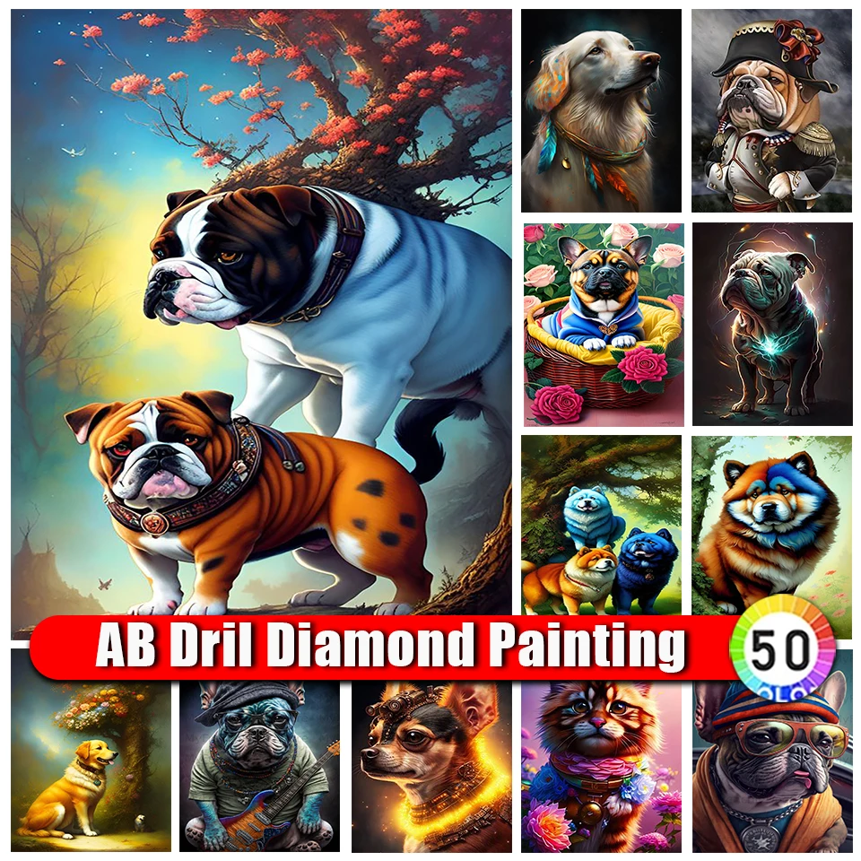 

Zipper Bag AB Diamond Painting Dog Full Square Round Drill Diamond Mosaic Animal Embroidery Cross Stitch Art Handmade Decor