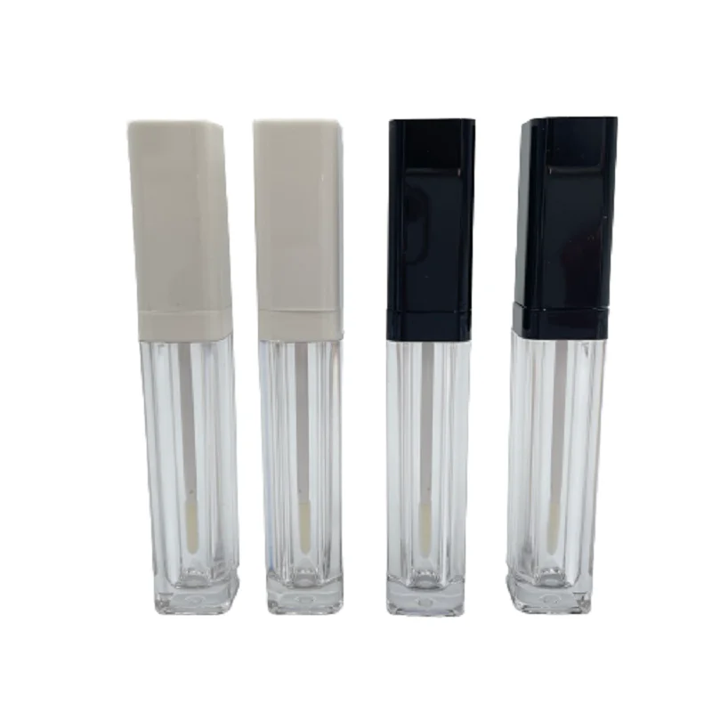 6.5ML Lipgloss Tubes White Black Lip Gloss Bottle Cosmetic Packaging Lip Glaze Custom Logo Classic Square Lip Gloss Tubes 50pcs
