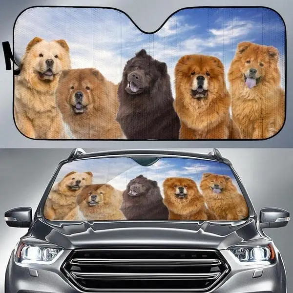 

Chow Team Blue Sky Pattern Car Sunshade, Auto Sunshade for Chow Chow Lover Gift for Dog Mom Car Windshield Durable Auto Visor