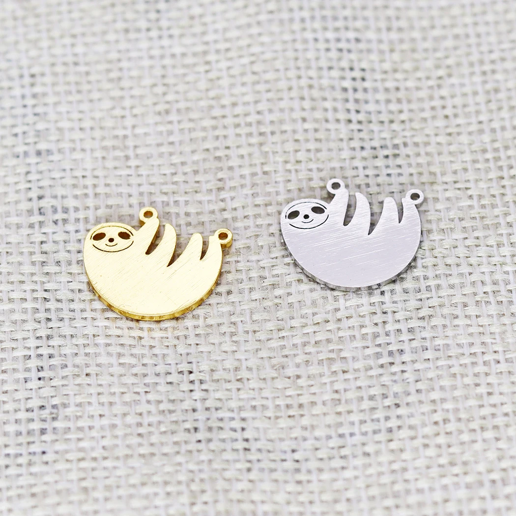 

5PCS DIY Stainless Steel Cute Smiley Dangling Sloth Women Charm Pendant Lazy Tree Bradypod Animal Lover Jewelry Girls