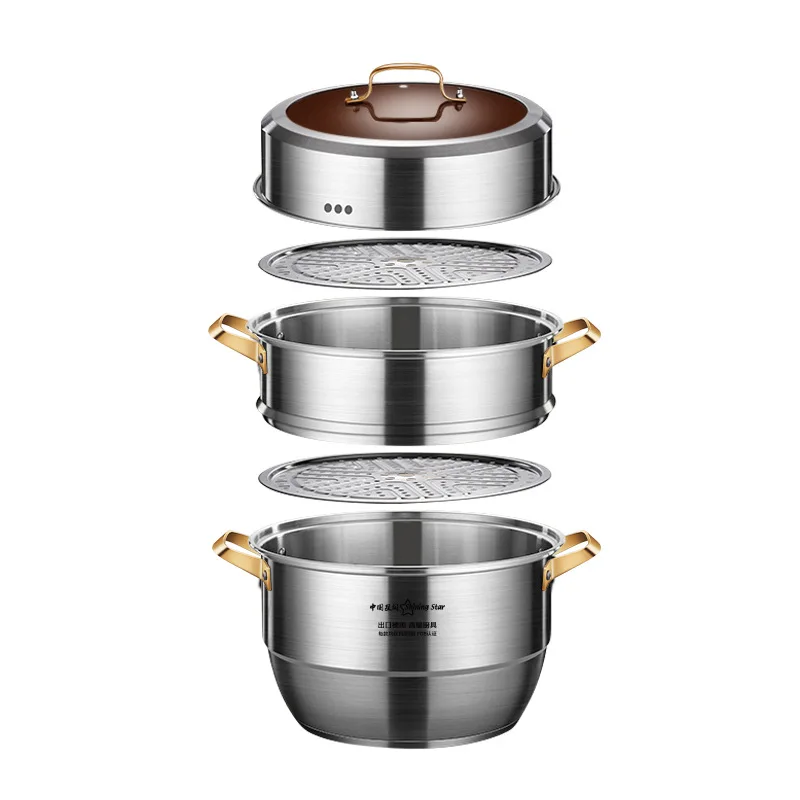

304 Stainless Steel Household Multi-storey Large Capacity Thickened Multifunctional Double Bottom Steamed Fish Pots For Cooking