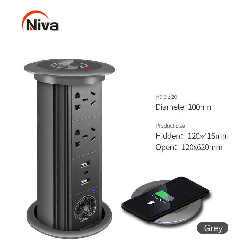 

Water Proof Motorized Pop Up Smart Lifting Socket Usb Support Wireless Charging Plug Socket For Smart Home