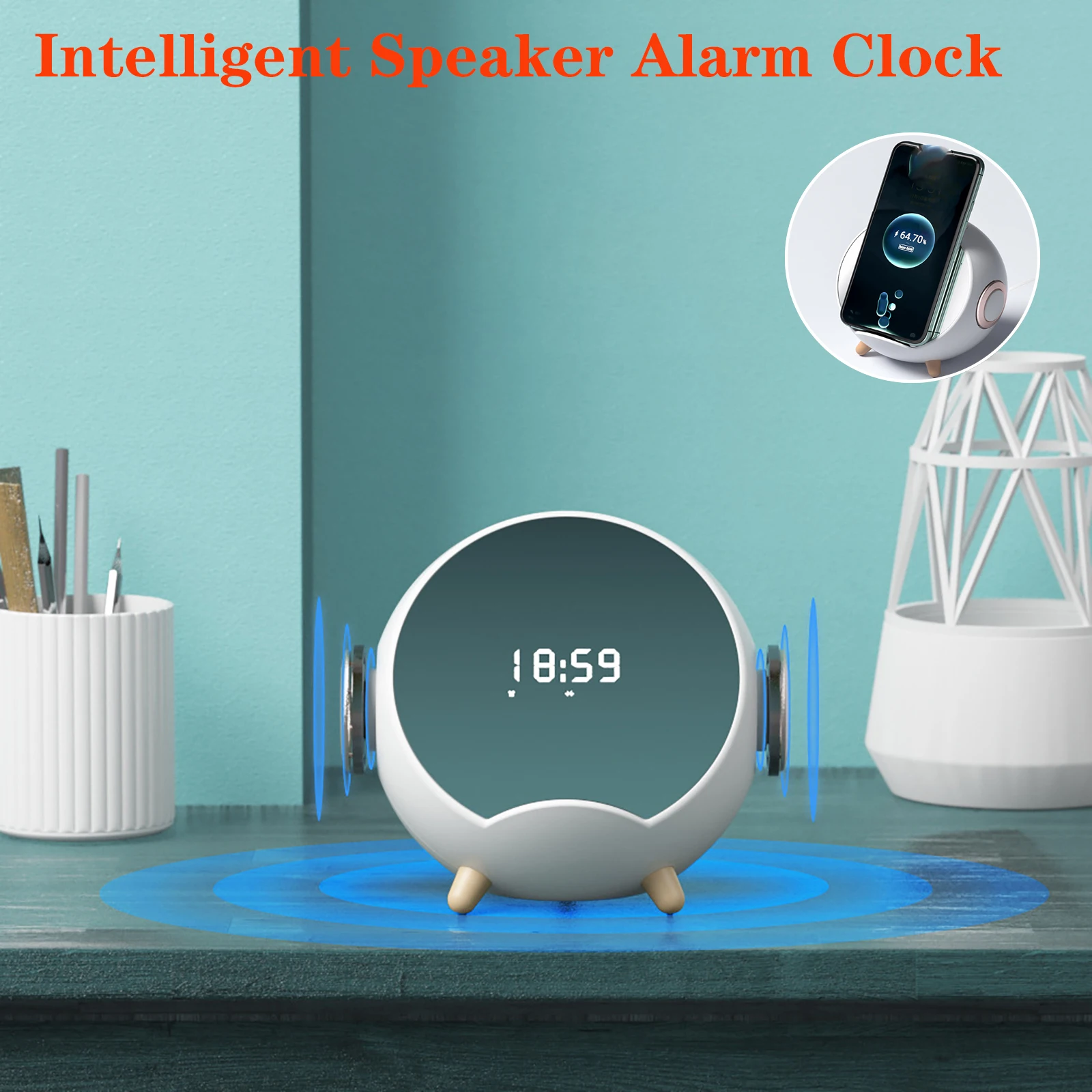 

Умный динамик, будильник, зеркальный кронштейн, Интеллектуальный Голос, интерактивные цифровые часы с Bluetooth