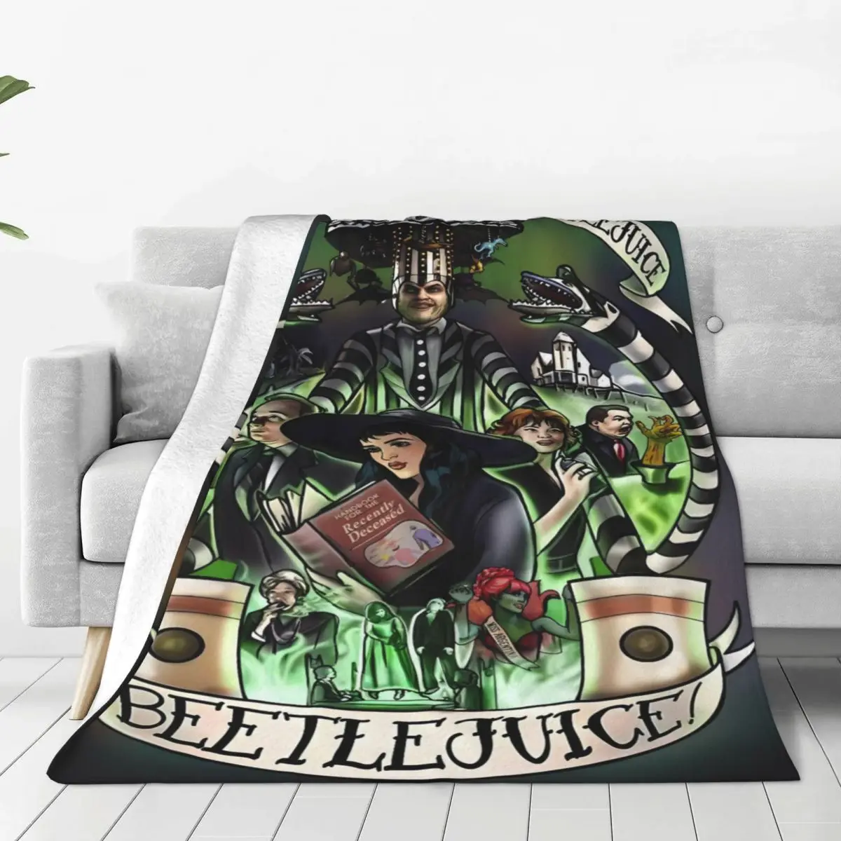 B-Beetlejuice готическое художественное одеяло мягкий теплый узор плюшевое для
