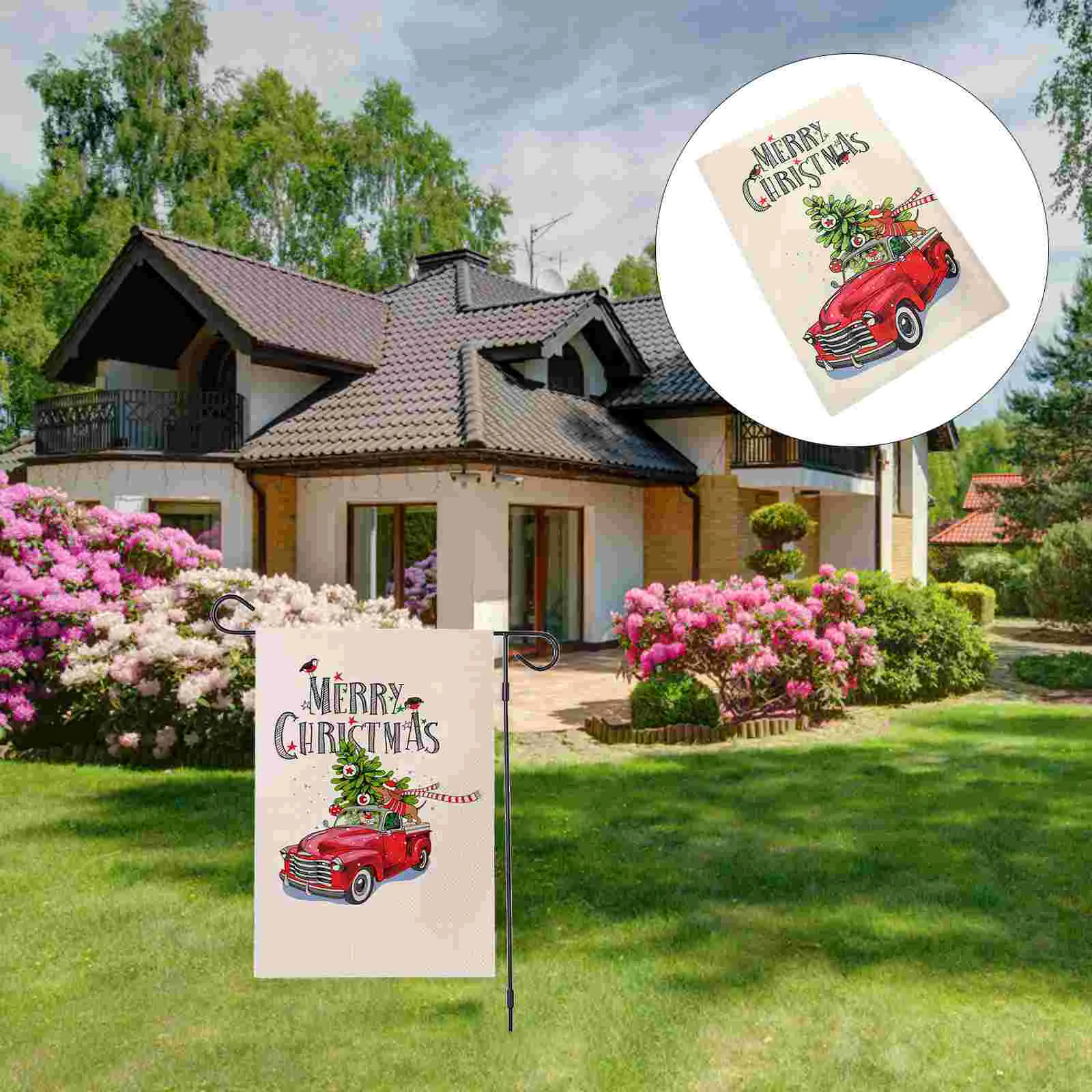 

Flag Christmas Gardenbanner Flags Linen Sided Sign Double Courtyard Merry Bunting Rustic House Decoration Holiday Vertical Door