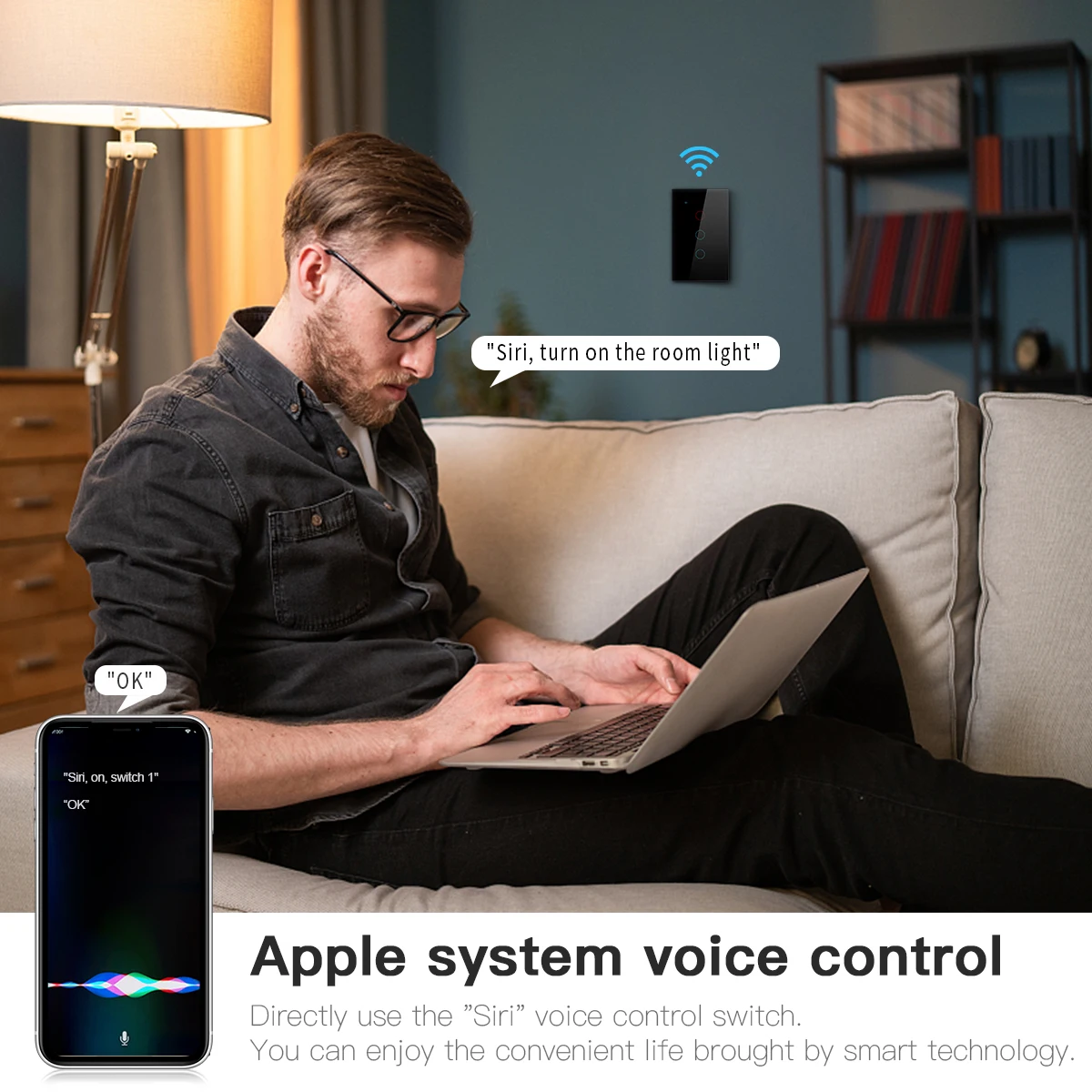 Умный светильник ель Apple Homekit сенсорный настенный выключатель с Wi-Fi управлением -