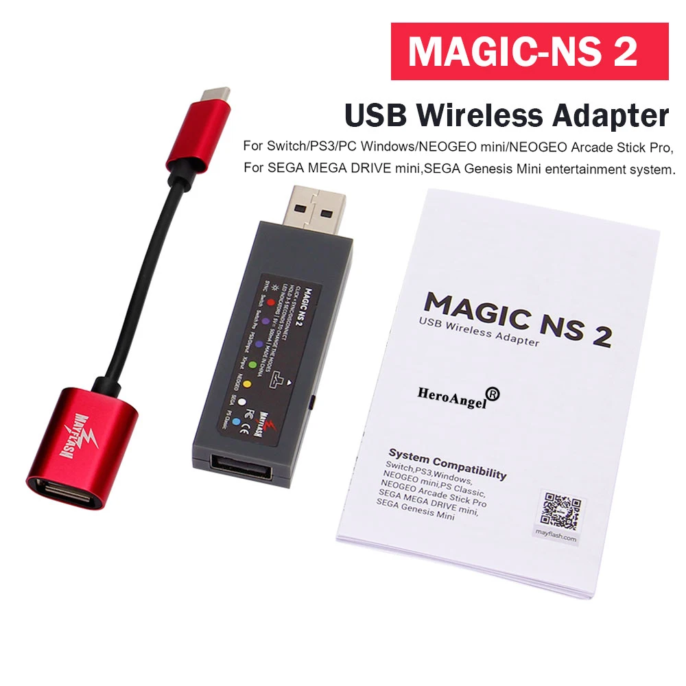 MayFlash MAGIC NS 2 беспроводной адаптер для контроллера PS4/PS3/Xbox серии S для Nintendo Switch /PC/Raspberry PI