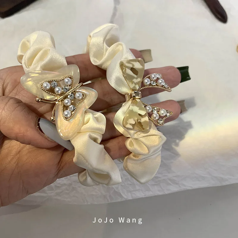 

Butterfly French Satin Circle Exquisite Hair Ring Headwear Hair Accessories Girl Flash Drill Female Korean Rubber Band