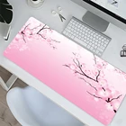 Игровой декоративный коврик для мыши с розовыми цветами вишни, размер XXL, сделай сам, большой увеличенный резиновый компьютерный игровой коврик для мыши 900x400