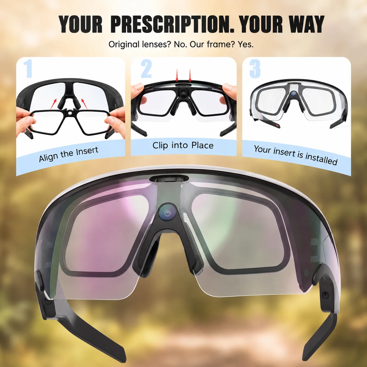 Фото Линзы для коррекции близорукости для умных очков Oakley Meta Vanguard, аксессуары, сменные линзы с индивидуальной рецептурой, съемные линзы-клипсы №5