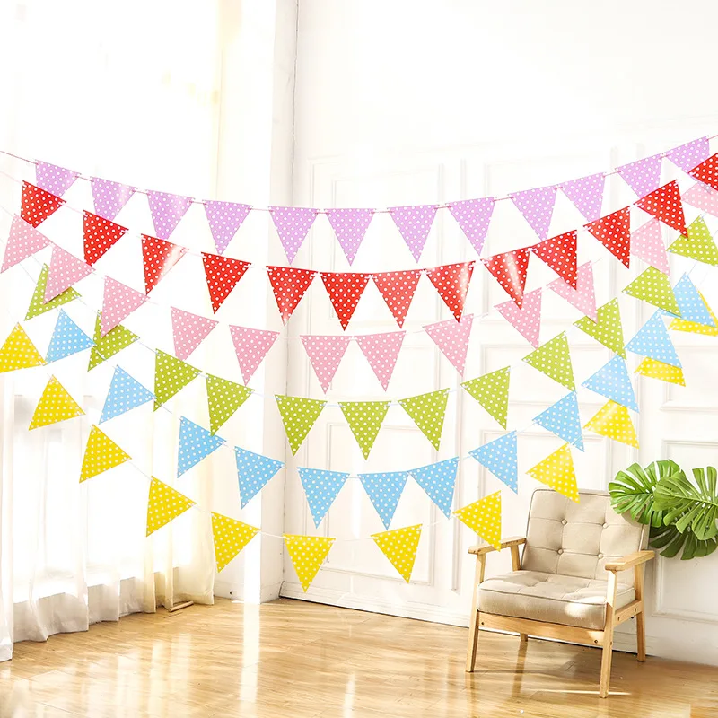 

12 Flags 5M Colorful Felt Banner Garlands Birthday Bunting Pennant Baby Shower Wedding Garland Flags Party Valentine's Day Decor