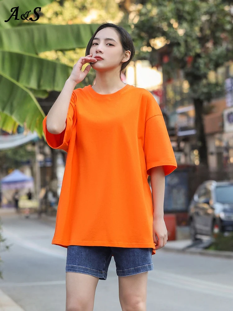 

Summer Women's Cotton T-Shirt Oversized Black White Loose Basic Casual O Neck Solid Outfits Soft Tee Shirt Short Sleeve Tops Tee