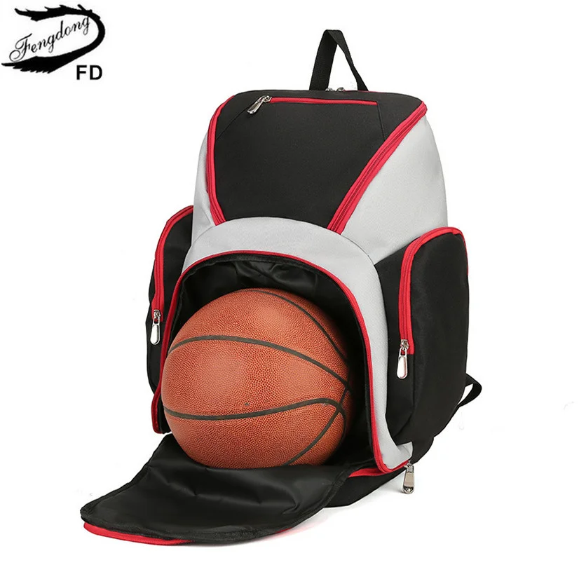 

Fengdong football backpack carry bag for basketballs waterproof lightweight sport backpack men large capacity school bag