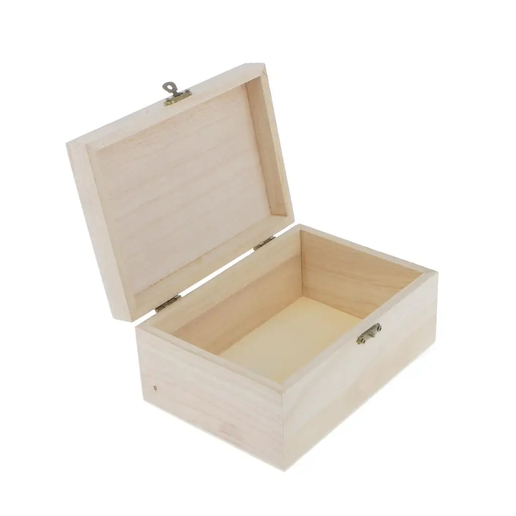 

5pcs Rectangle Wood Box Unfinished Wooden Jewelry Storage Case DIY Craft
