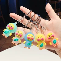 creative cartoon cute fruit duck keychain pendant doll couple accessories leather strap car key chain bag pendant