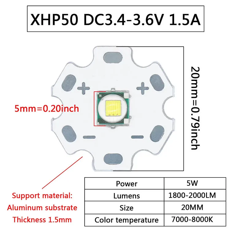 

LED Beads XHP50 XHP70 XHP90 XHP110 5W 18W 30W 45W 54W 72W 20mm для фонарика