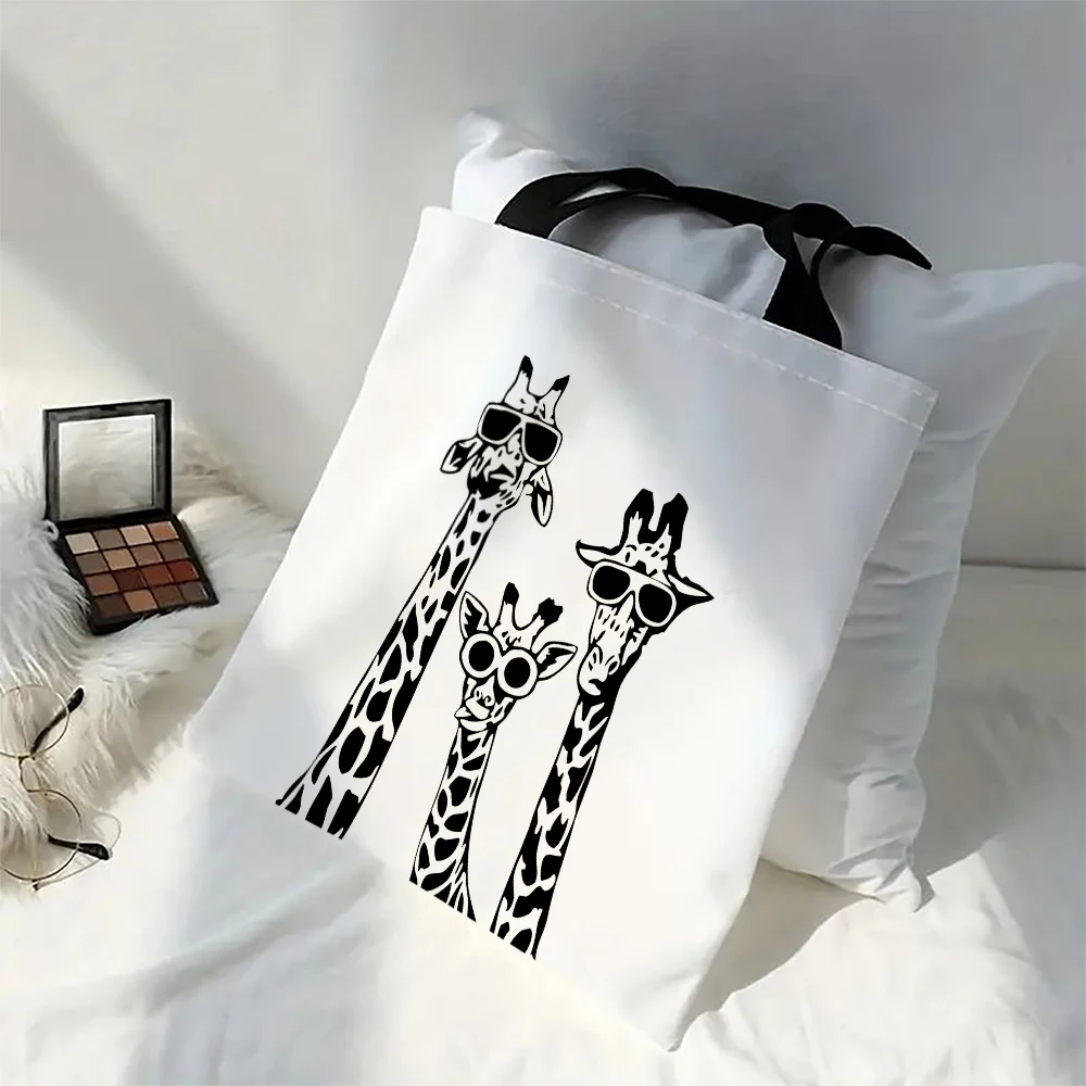 Многоразовая Парусиновая Сумка На Плечо С Жирафом Многоцветная Милым Мультяшным