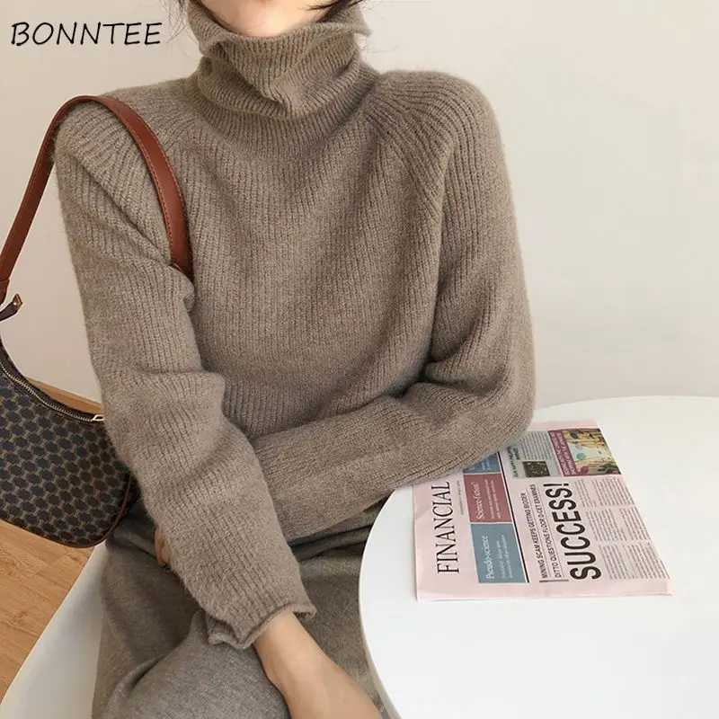 

Pullovers Women Turtleneck Design Chic Winter Fashion Inside Ulzzang All-match Student Cozy Ins Comfortable Ladies Mujer Sweater