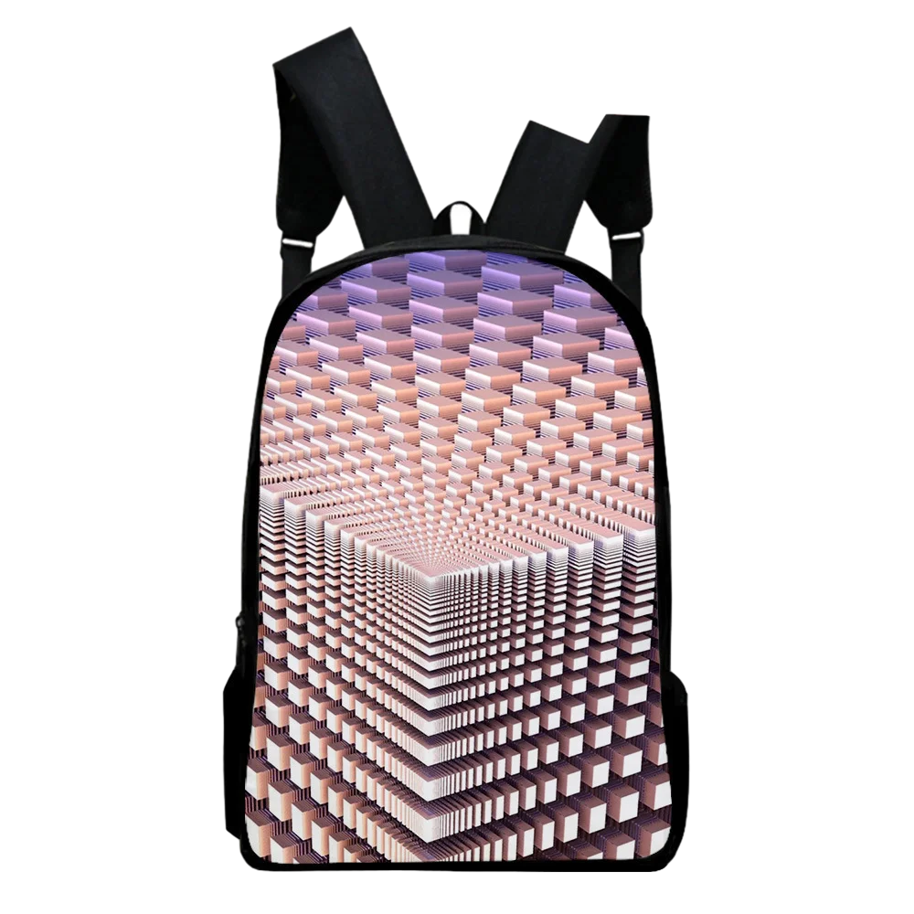

Solid Geometry Backpack 3D Distorted Space Schoolbag Modern Trendy Art School Bags Bookbag for Kids Teens Boys Girls 16 Inches