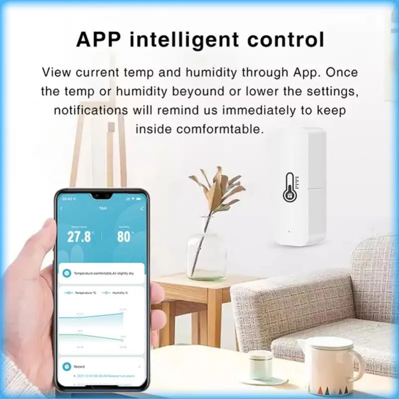 Датчик температуры и влажности Aubess с Wi-Fi комнатный гигрометр умное быстрое