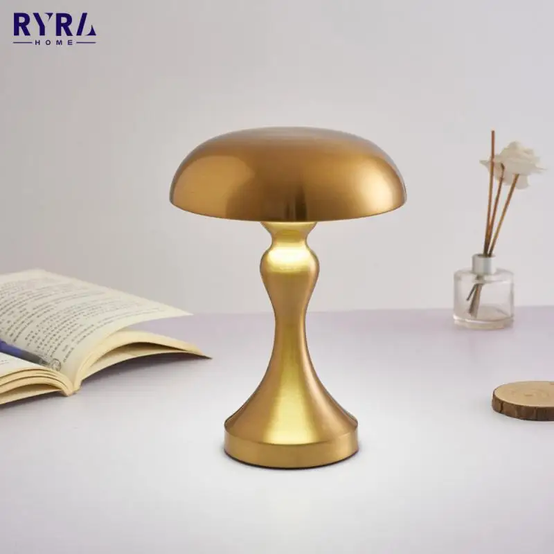 

Nordic Black White Gold Mushroom Table Lamp For Desk Living Dining Room Bedroom Bedside Metal LED Desktop Decor Metal Desk Lamp