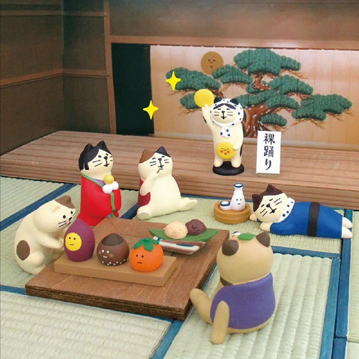 Мультяшный миниатюрный орнамент кошки средней осени для дома машины кафе