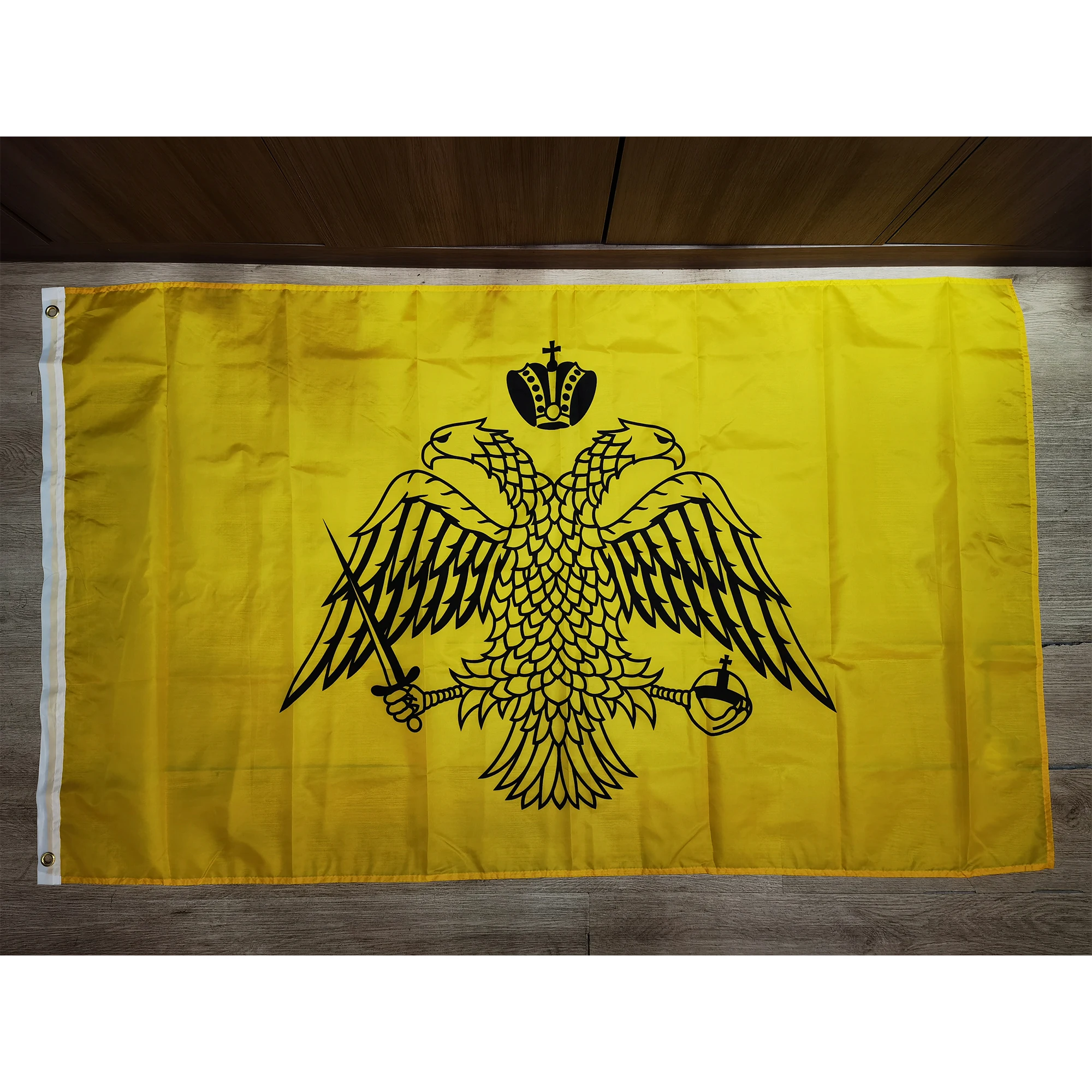 

VERTICAL 90x150cm Double Head Eagle Mount Athos Eastern Greek Orthodox Church Flag