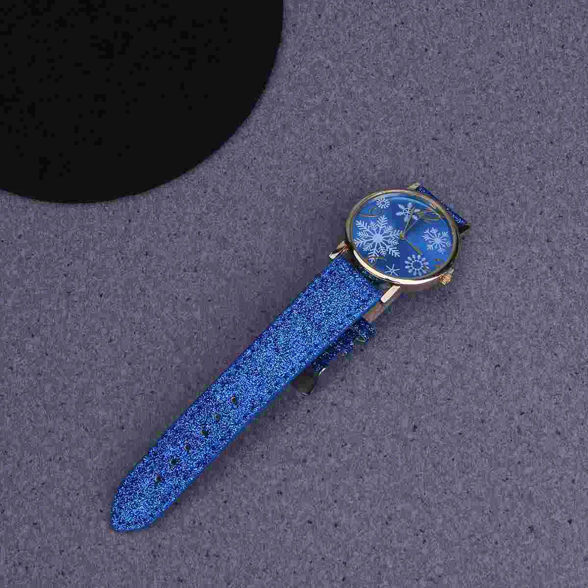 Стильные рождественские часы со снежинкой модные женские наручные черные