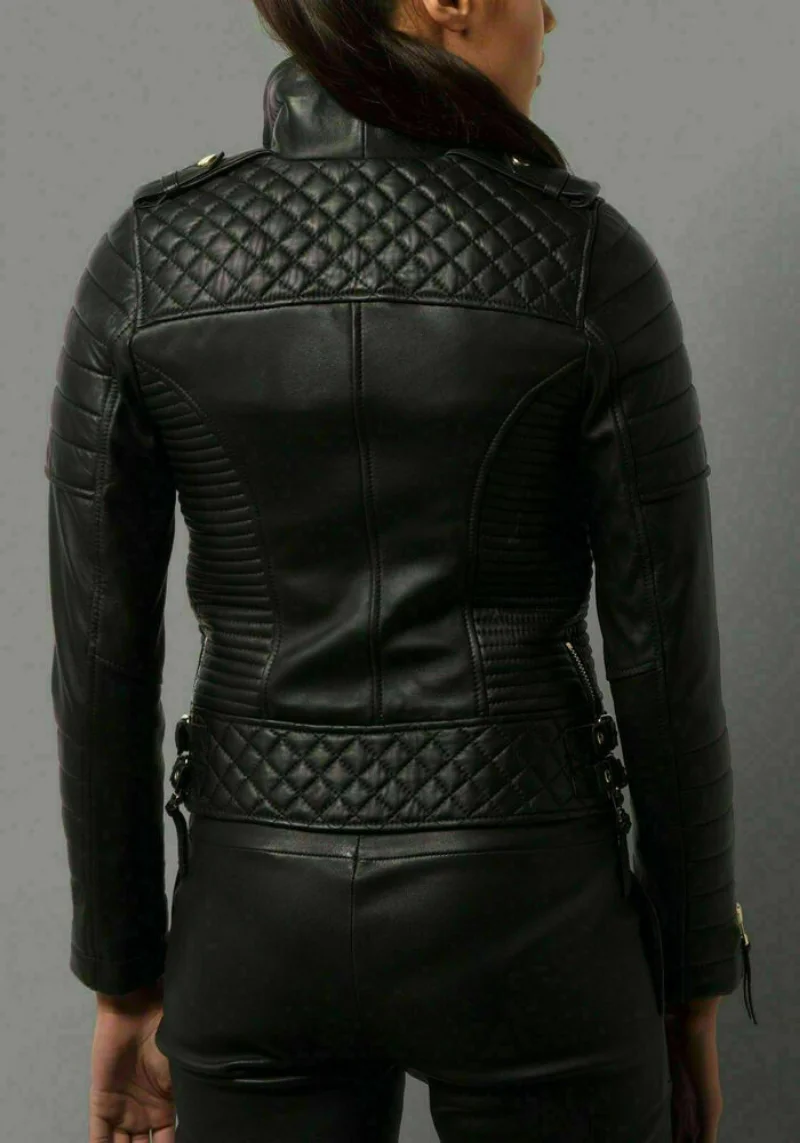 Leather Casual Modern Motorcycle Jacket Women's HOT Sexy Black Genuine Lambskin enlarge