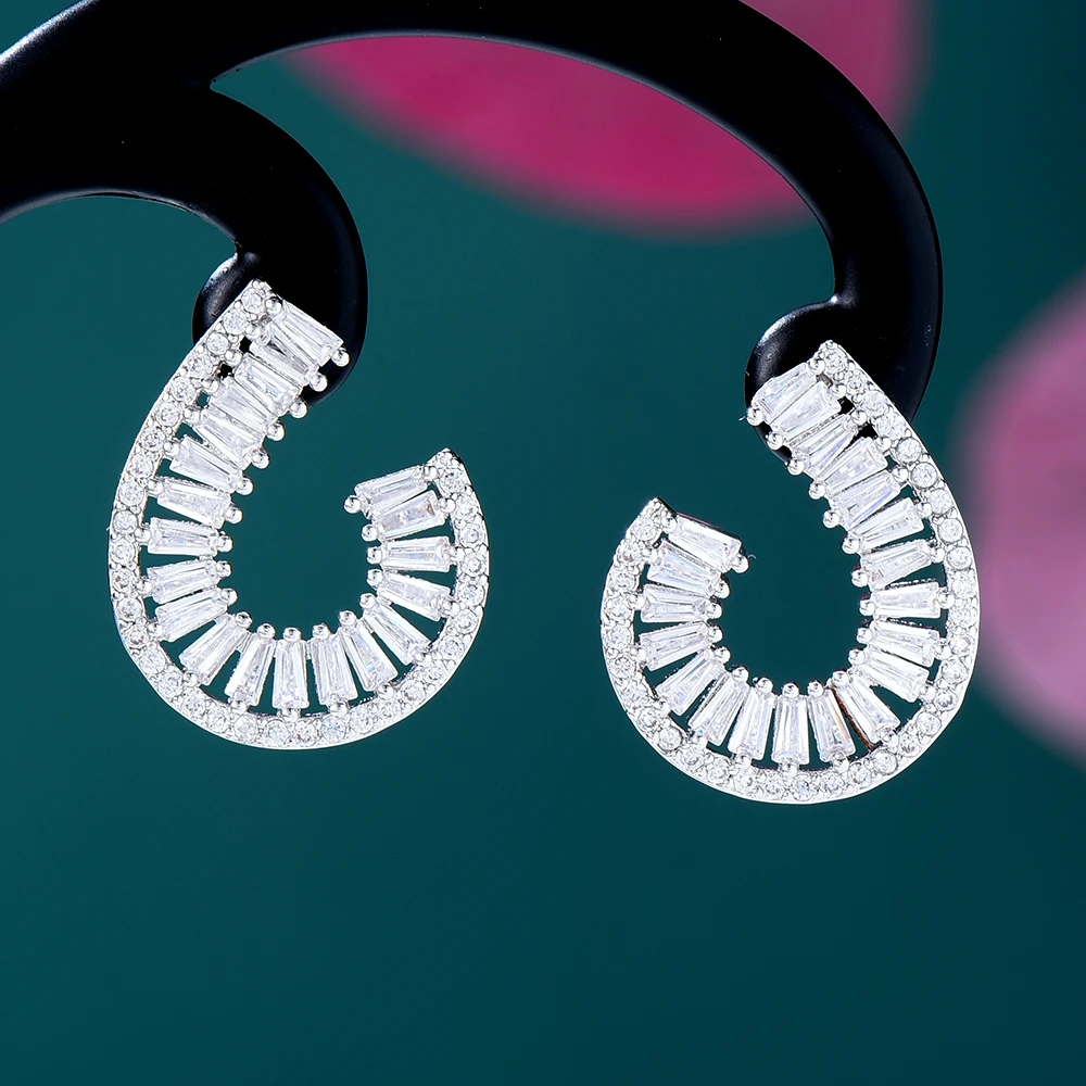 

GODKI Brand Charms Luxury Fireworks Flower Flower Full Mirco Paved Crystal Zircon Dubai Wedding Drop Earring Fashion Jewelry