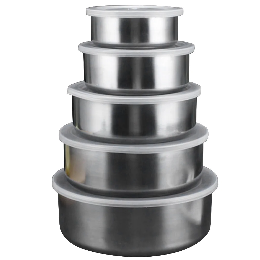 

Bowl Container Bowls Storage Containersstainless Prep Steel Nestingbox Meal Big Fridge Lid Snack Metal Lids Mixing Picnic Ramen