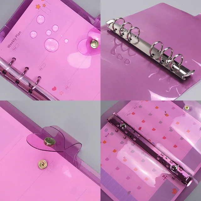 A5 A6 A7 Binder Loose-Leaf Notebook School Office Planner Stationery Laser Cover Diary PVC Button Gift Glitter | Канцтовары для