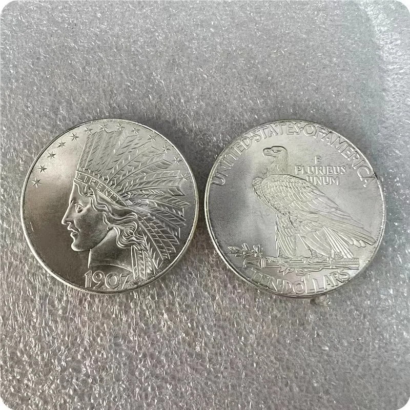 

India Coin 1907 US Silver Gold Plated Commemorative Coins Ancient Indian Hobo Head Eagle Crafts Souvenir for Collection Gift