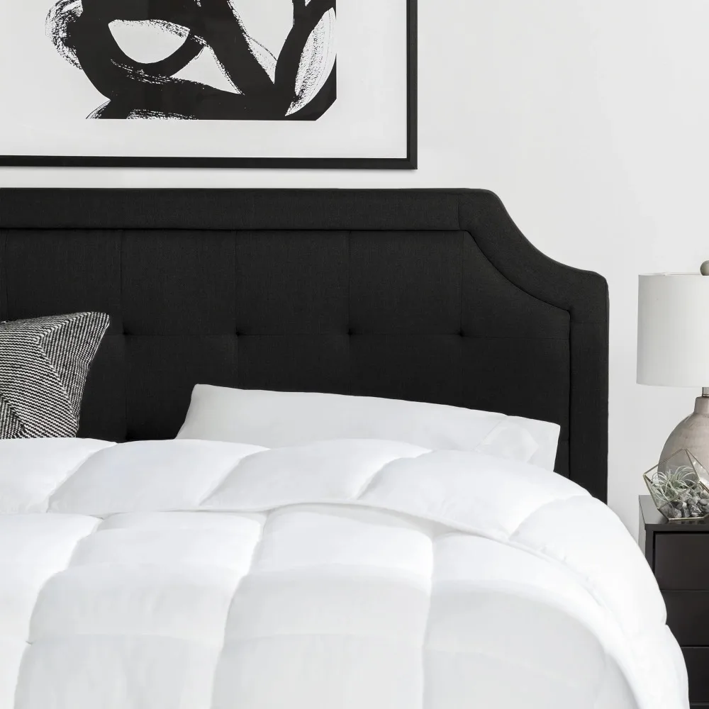 

Scallop Edged Upholstered Headboard Twin/Twin XL Beds and Furniture Black Freight Free Bedroom Home