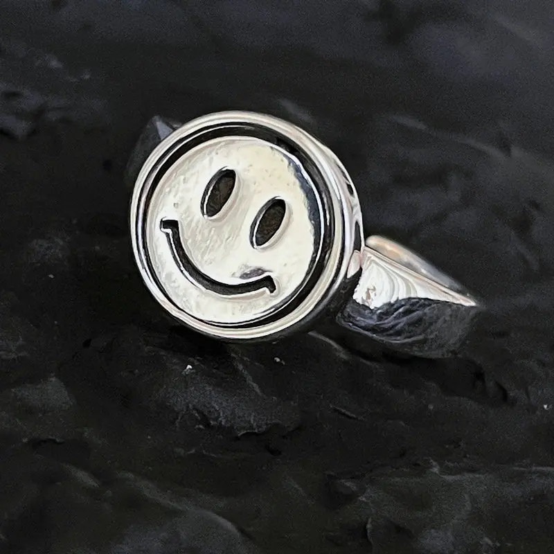

Double-faced Anti-stress Ring Smiley Sad Face Rotating Rings for Women Men Couples Depression Fidget Spinning Emo Finger Jewelry