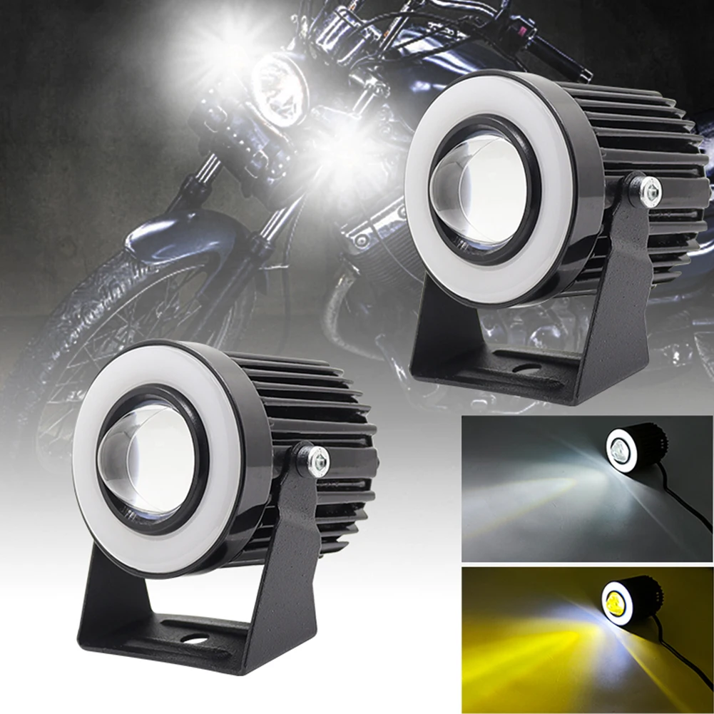 

2Pcs Motorcycle LED Spotlights 6000K/3000K Dual Color Work Spot Lamp External Front Headlamp Modified Parts