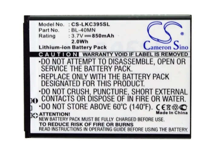 

Cameron Sino Mobile SmartPhone Replacement Li-ion Battery 850mAh For BL-40MN BoostMobile 840G, AN272, C395, C Free Tools