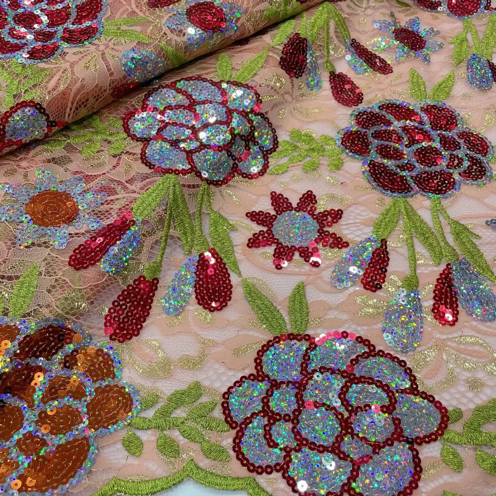 Новинка 2024 высокое качество французское Тюлевое кружево с блестками африканская