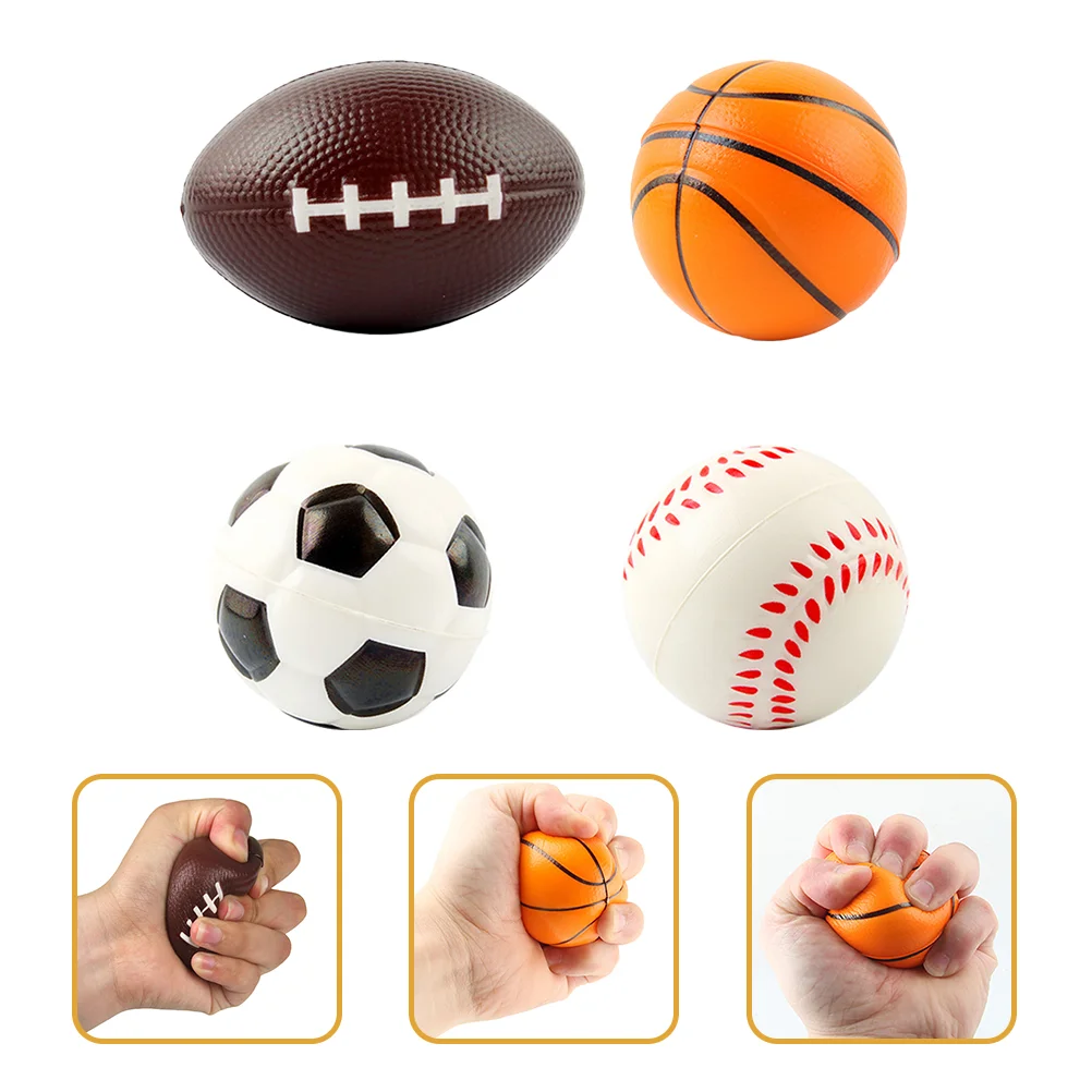 

4 Pcs Birthday Party Supplies Decompression Toys Child Destress Gifts Tiny Sports Balls Foam Finger Squeeze