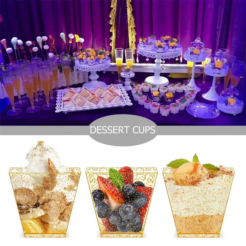

1 Set Of Plastic Dessert Cups Ice Cream Cups Pudding Storage Cups Yogurt Cups Flash Powder Tasting Mousse Cup