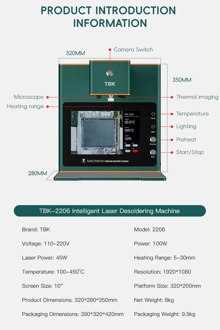 Фото Станция для пайки и демонтажа микросхем 2206 CPU/GPU, мобильная станция для ремонта ноутбуков BGA, лазерная сварочная машина 4 в 1 №3