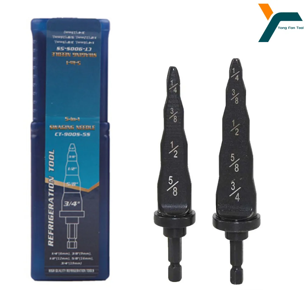 5 In1 Pipe Expander Hex Shank Imperial Copper Tube Drill Bit Air Conditioner Repair Swaging Rotary Tool 1/4