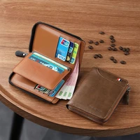 business short men wallets new zipper multi card holder leather purse for male three fold wallet with coin pocket portomonee