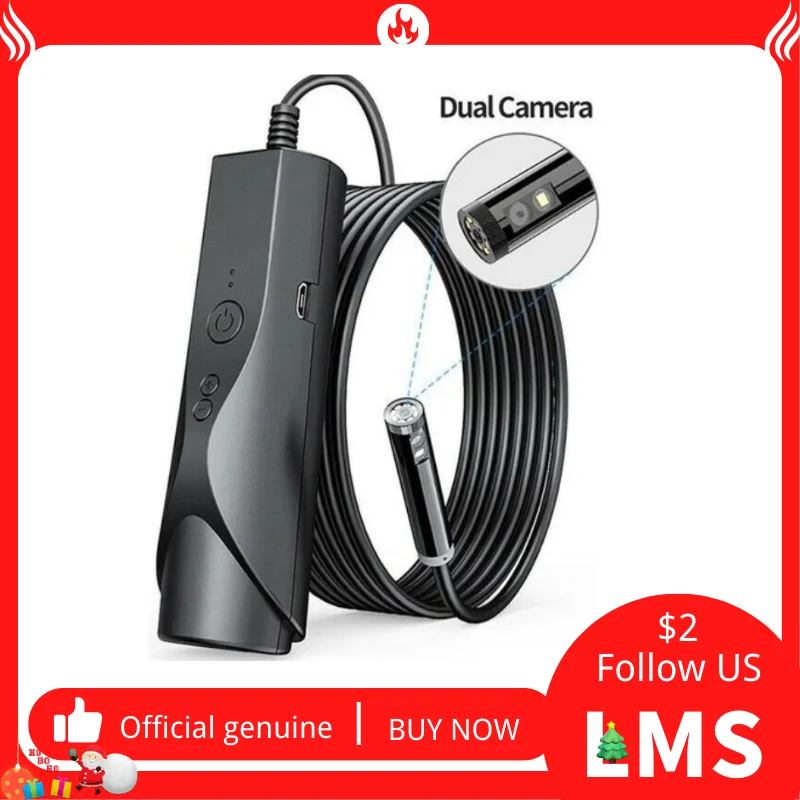 

Endoscopio WIFI de doble lente, endoscopio de inspección, boroscopio, cámara Digital, otoscopio, 2MP, 1080P, 4,9mm, a prueba de