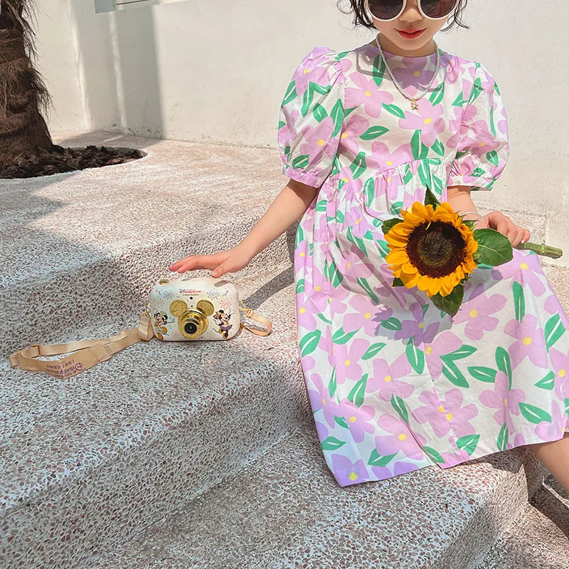 Платья с цветочным узором для девочек от 8 до 10 лет летнее Хлопковое платье