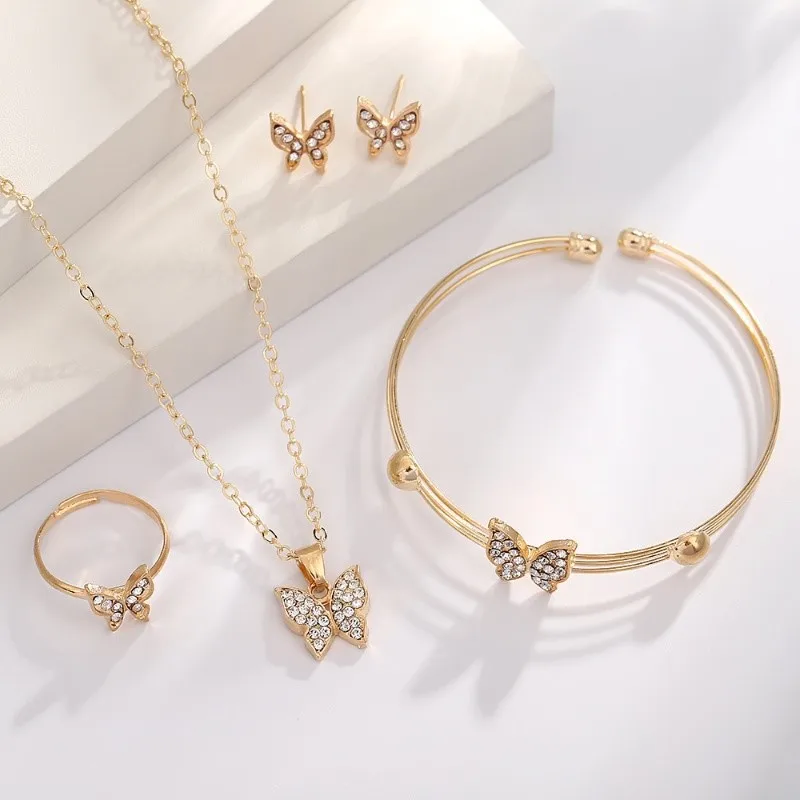 Милые милые CZ дизайнерские комплекты ювелирных изделий с бабочкой для женщин