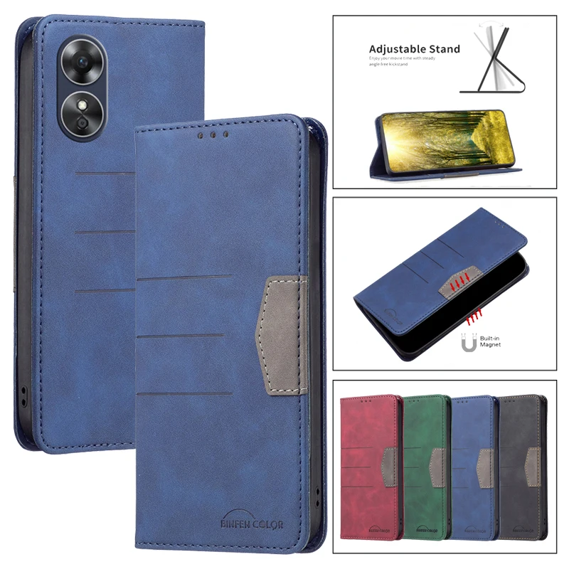 

Magnetic Phone Holder Stand Case For OPPO A17 A77 A57 A57e A57s A77s A 57 5G OppoA17 OppoA57 Cover Leather Wallet Cases Fundas